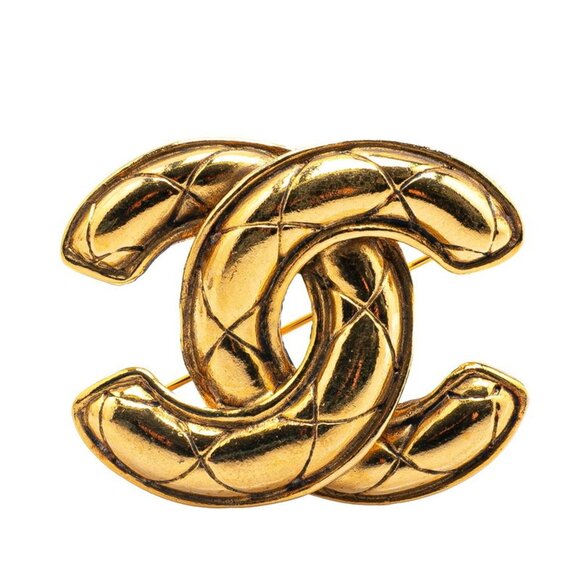 CHANEL Red Logo Brooch